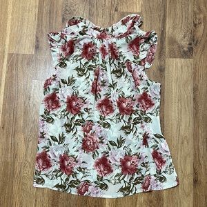 Sheer White Tank Top Floral Printed Blouse